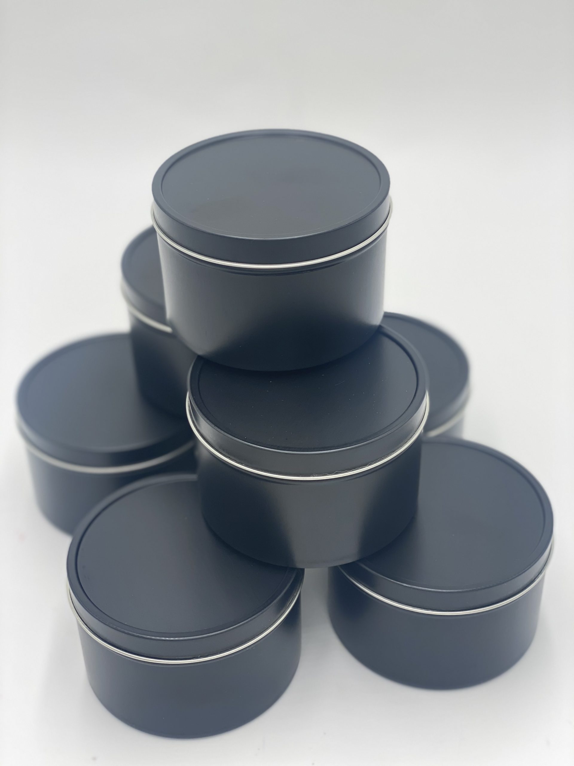 8-ounce Black Candle Tins
